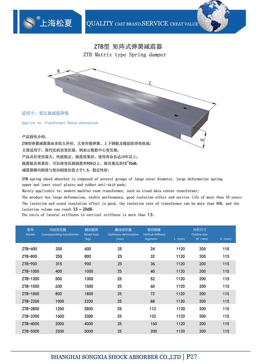 矩陣式<a href='http://www.t3j5ln.cn' target='_blank'><u>彈簧減震器</u></a>-變壓器專用